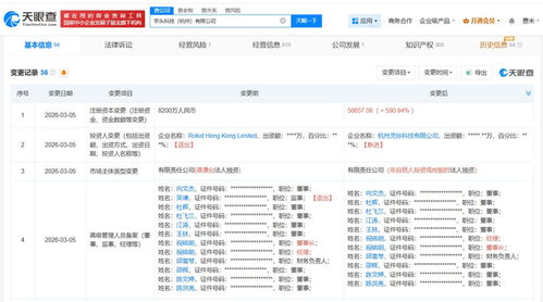 Rokid旗下杭州科技公司注冊資本激增至5.7億，業務擴張聚焦計算機軟硬件